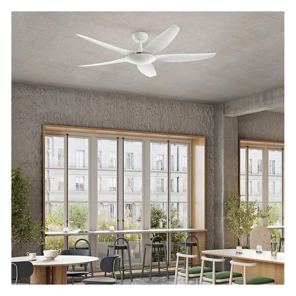 WIND VENTILATORE 5 PALE SENZA LUCE D142 CM METALLO BIANCO CON TELECOMANDO INCLUSO MODERNO