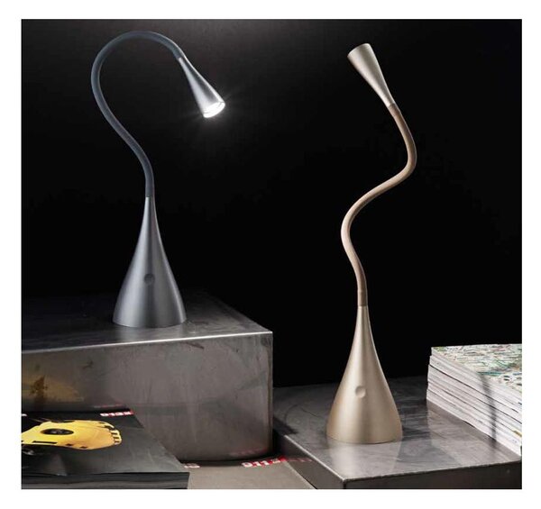 SNAKE LAMPADA DA TAVOLO ORO O GRIGIA LED 4W LUCE 3000K CON BRACCIO FLESSIBILE MODERNA