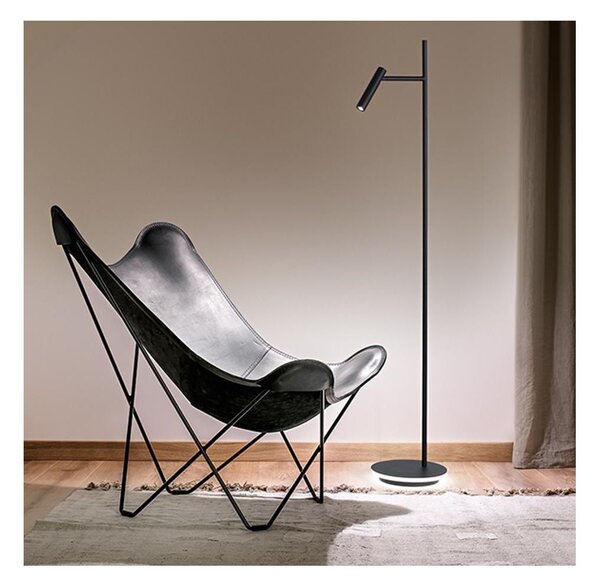 GAMBO PIANTANA MODERNA H150 CM CON FARETTO ORIENTABILE IN ALLUMINIO NERO LED 14W LUCE 3000K