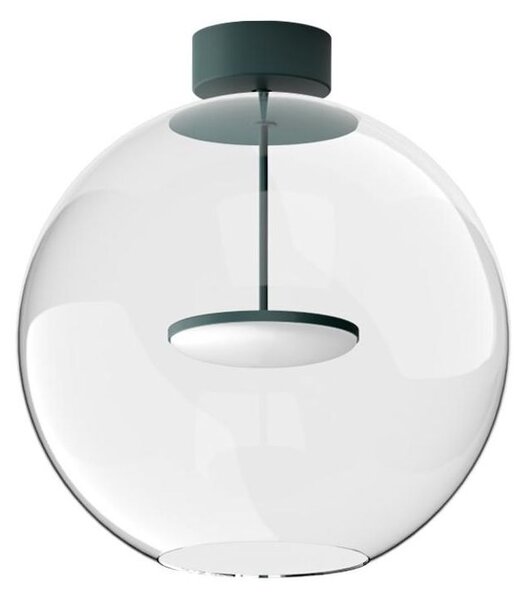 CRISTALBOLLA PLAFONIERA D44 CM VETRO TRASPARENTE E ALLUMINIO 5 COLORI LED 26W LUCE 2700K E 3000K MADE IN ITALY