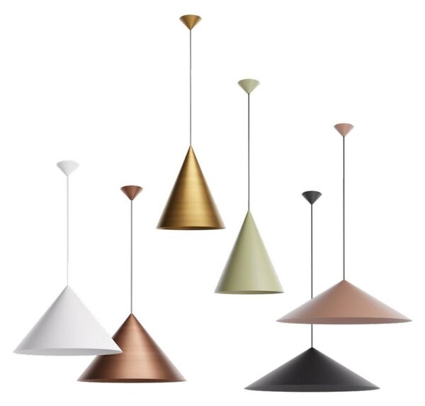 KONOS SOSPENSIONE SINGOLA ALLUMINIO 6 COLORI IN 3 MISURE LAMPADINA ATTACCO E27 DESIGN MODERNO