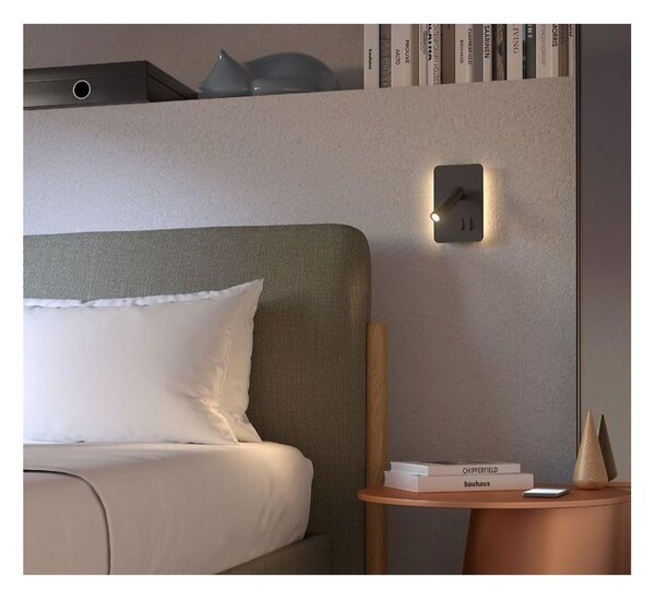 QUDA APPLIQUE RETTANGOLARE LUCE ORIENTABILE PORTE USB LED 6W+3W LUCE 2700K O 3000K IN ALLUMINIO 5 COLORI