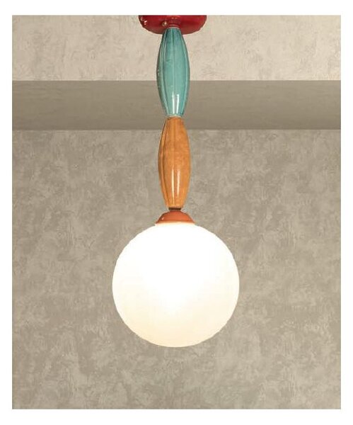 PLAFONIERA IN TERRACOTTA COLORATA CON SFERA IN VETRO MADE IN ITALY DELLA IMAS FIRENZE