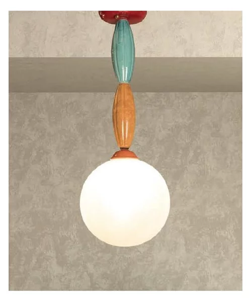 PLAFONIERA IN TERRACOTTA COLORATA CON SFERA IN VETRO MADE IN ITALY DELLA IMAS FIRENZE
