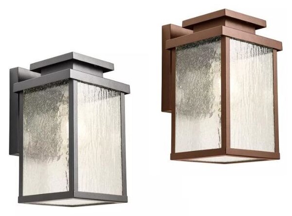 YARD LAMPADA DA PARETE GRIGIA O CORTEN IP44 IN ALLUMINIO CON DIFFUSORE IN VETRO LAMPADINA ATTACCO E27