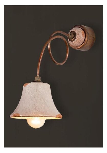 APPLIQUE RUSTICA IN RAME E CERAMICA DECORATA A MANO BRACCIO SEMI RIGIDO MADE IN ITALY IMAS