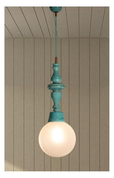 SOSPENSIONE MADE IN ITALY IN TERRACOTTA COLORATA CON SFERA IN VETRO D20 CM DELLA IMAS FIRENZE
