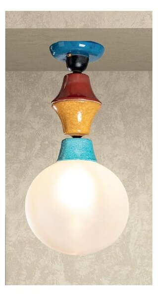 PLAFONIERA IN TERRACOTTA COLORATA CON SFERA IN VETRO D25 CM MADE IN ITALY DELLA IMAS FIRENZE