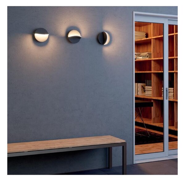 GIMBAL APPLIQUE ROTONDA ORIENTABILE IP65 LED 16W LUCE 3000K IN ALLUMINIO BIANCO O GRIGIO DA ESTERNI