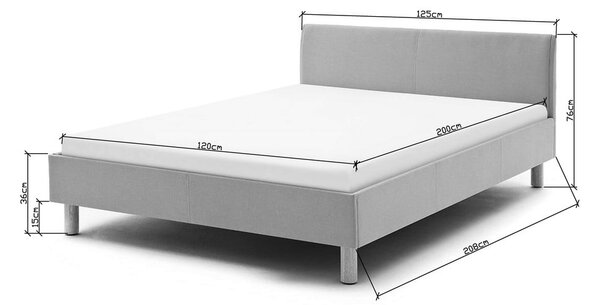 Letto singolo imbottito grigio chiaro rete non inclusa 120x200 cm Lena – Meise Möbel