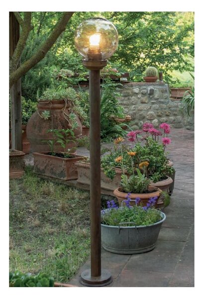 LAMPIONE DA GIARDINO 2 MISURE IN OTTONE INVECCHIATO CON SFERA FUME IP44 MADE IN ITALY DELLA IMAS