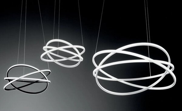 ATIA SOSPENSIONE IN ALLUMINIO 3 MISURE LED INTEGRATO LUCE 3000K BIANCA O NERA DESIGN MODERNO