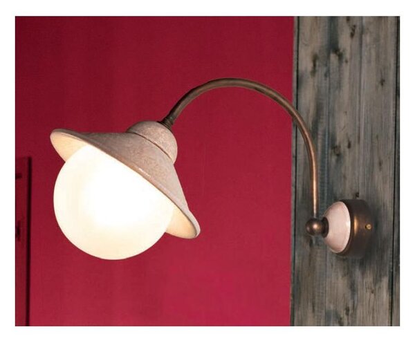 LAMPADA DA PARETE IN CERAMICA DECORATA CON SFERA IN VETRO D15 CM MADE IN ITALY RUSTICA DELLA IMAS