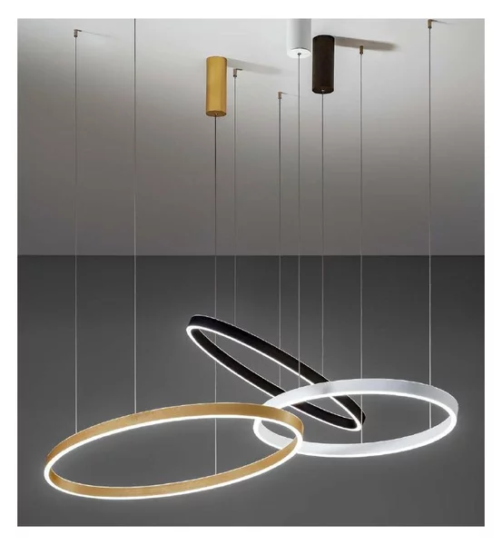 CRISEIDE SOSPENSIONE OVALE IN 2 MISURE LED INTEGRATO LUCE 3000K ALLUMINIO 3 COLORI MODERNA