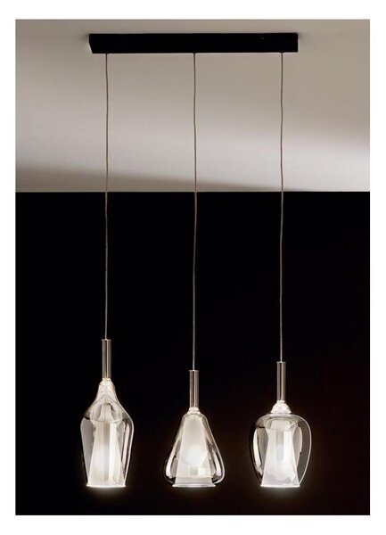 OFELIA SOSPENSIONE RETTANGOLARE 3 LUCI IN VETRO COLORATO DISPONIBILE IN 8 COLORI CON LAMPADINE ATTACCO E27