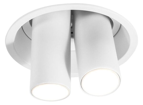 FARETTO DA INCASSO CON 2 DIFFUSORI ORIENTABILI LED 16W LUCE 3000K COLORE BIANCO E NERO MODERNO