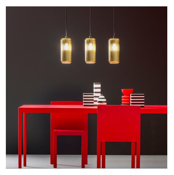 RAIKA SOSPENSIONE SINGOLA IN VETRO RIGATO D12 CM 8 COLORI DISPONIBILI LAMPADINA ATTACCO E27 MODERNA