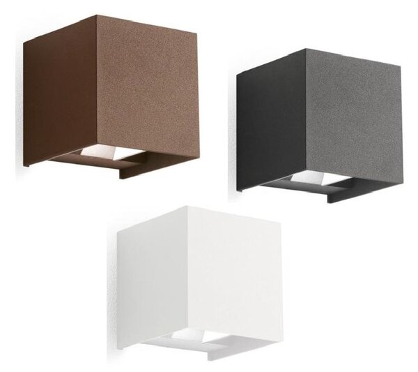 APPLIQUE CUBO LED 20W IP65 LUCE 3000K-4000K-5500K BIEMISSIONE ALLUMINIO 3 COLORI CON FLUSSO LUMINOSO REGOLABILE