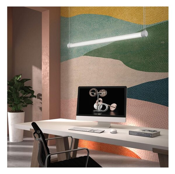 KALEIDE SOSPENSIONE LINEARE LED 40W BIANCA O NERA DIFFUSORE TRASPARENTE RIGATO LUCE 3000K DIMMERABILE