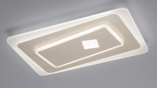 BRIGHTON PLAFONIERA RETTANGOLARE LED 60W LUCE CCT 3000K-4000K IN METALLO BIANCO E SABBIA MODERNA