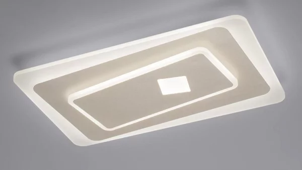 BRIGHTON PLAFONIERA RETTANGOLARE LED 60W LUCE CCT 3000K-4000K IN METALLO BIANCO E SABBIA MODERNA