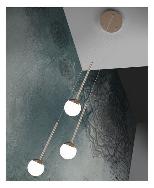 LOLLYPOP SOSPENSIONE ROTONDA 3 LUCI LED 21W CCT 3000K-4000K D30 CM IN METALLO 3 COLORI MODERNA
