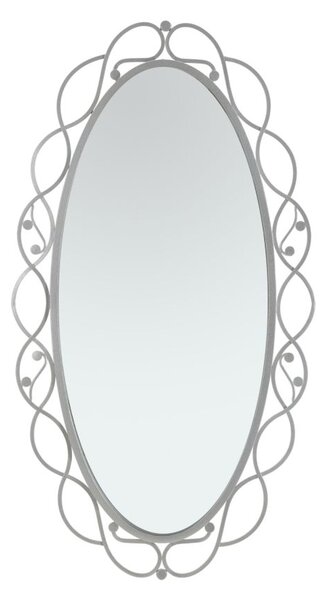 Specchio Oval Argento 60x2,5x110 cm in Ferro e MDF Argento