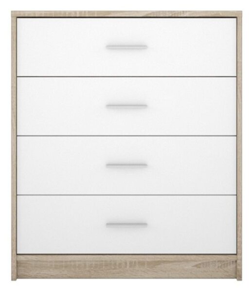 Comò cassettiera Nepo 4 cassetti 80 cm rovere sonoma bianco