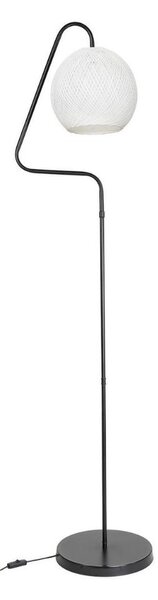 Lampada da terra a stelo Yumak grigio e paralume tessuto bianco