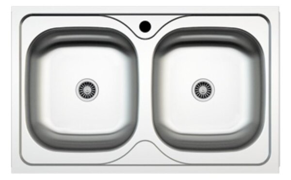 Lavello incasso cucina acciaio 86x50 cm due vasche