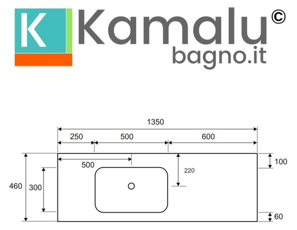 Mobile sospeso 135 cm struttura metallica e ripiano SOP-135 - KAMALU