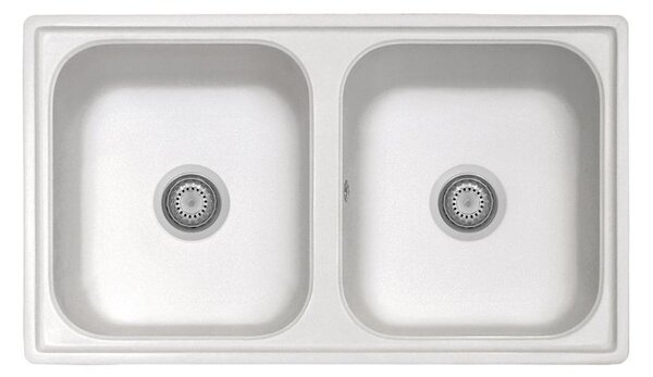 Lavello 86x50 cm 2 vasche bianco Samet