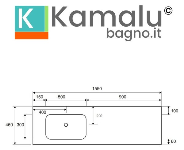 Mobile sospeso 155 cm struttura metallica e ripiano SOP-155 - KAMALU
