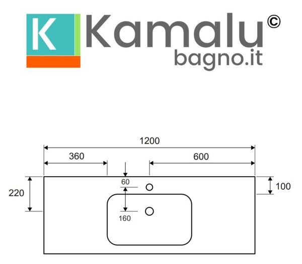 Mobile sospeso 120 cm struttura metallica e ripiano SOP-120 - KAMALU