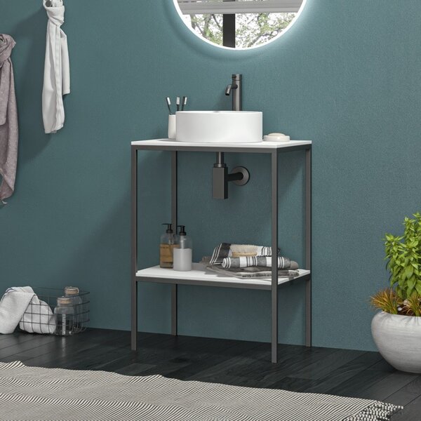 Mobile bagno metallico 60 cm con due ripiani NET-60 - KAMALU