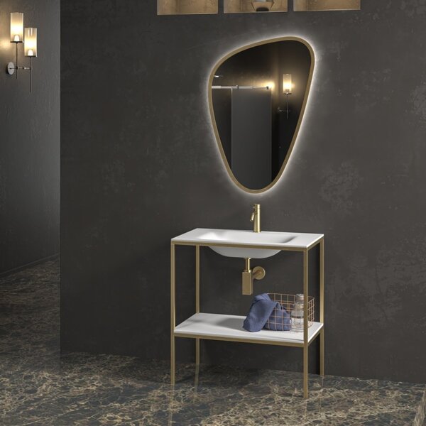 Mobiletto metallico a terra 80 cm con lavabo e ripiano NET-80 - KAMALU