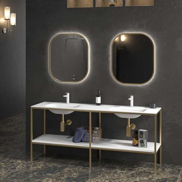 Mobile bagno metallico a terra 175 cm con doppio lavabo NET-175L - KAMALU