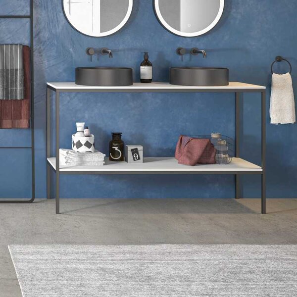 Mobile bagno metallico 135 cm con due piani NET-135 - KAMALU