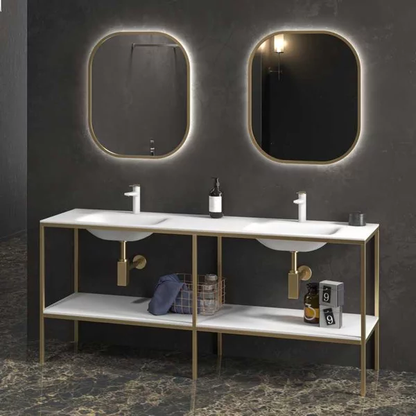 Mobile bagno metallico a terra 175 cm con doppio lavabo NET-175L - KAMALU