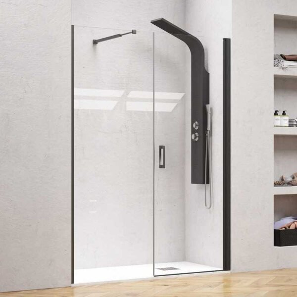 Porta doccia colore nero 160 cm battente e laterale fisso | KNP6000 - KAMALU