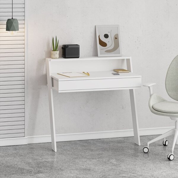DecHome Scrittoio Moderno Dimensioni 94x50x91 cm colore Bianco - Cowork