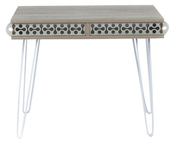 Scrivania Ilia 96x51x75 cm piedi in metallo bianco e piano rovere