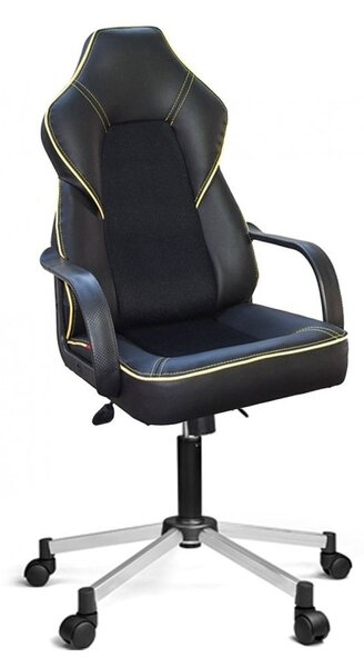 Sedia da Gaming 51x52x73 cm Lidya nera con bordino giallo