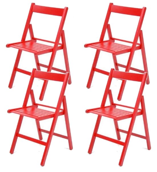 Set 4 Sedie pieghevoli 42,5x47,5x79 cm Penelope in legno rossa