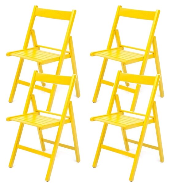 Set 4 Sedie pieghevole 42,5x47,5x79 cm Penelope in legno giallo