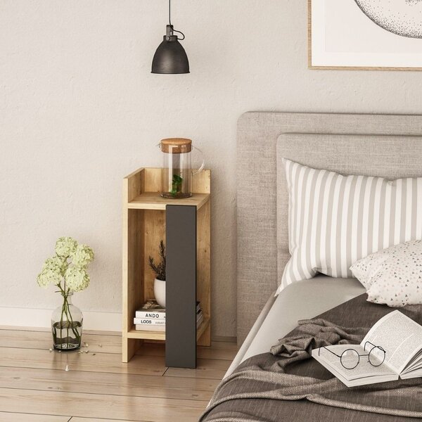 Comodino Sinistro 25x60x25 cm in MDF Elos Rovere
