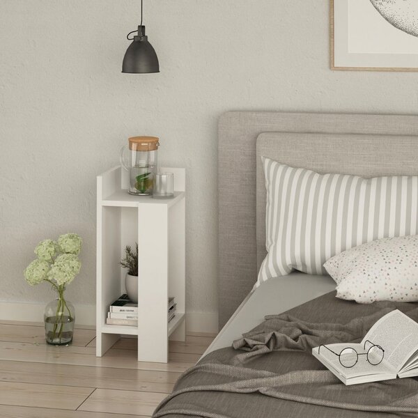 Comodino Sinistro 25x60x25 cm in MDF Elos Bianco