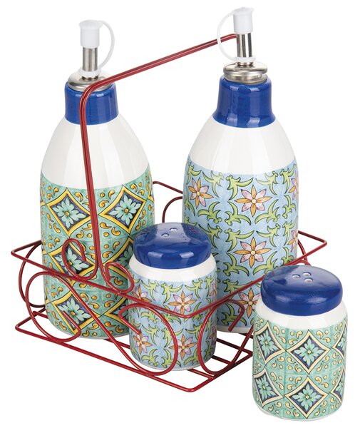 Menage Set Olio Aceto Sale e Pepe in Ceramica VdE Tivoli 1996 Infinito