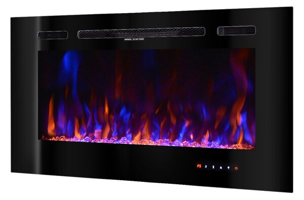 Camino Elettrico da Incasso 54,4x101,6x14 cm Effetto Fiamma 1500W Beverly Nero