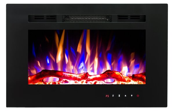 Camino Elettrico da Incasso 42x66x13,5 cm Effetto Fiamma 1500W Aladin Nero